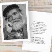 Uitvaart Memorial Classic Eenvoudige foto gebed Ka Visitekaartje