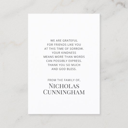 Uitvaart Memorial Classic Eenvoudige foto gebed Ka Visitekaartje (Achterkant)