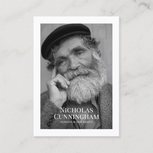 Uitvaart Memorial Classic Eenvoudige foto gebed Ka Visitekaartje (Voorkant)