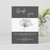 Uitvaart Memorial Grey Floral Dank u kaart (Staand voorkant)