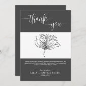 Uitvaart Memorial Grey Floral Dank u kaart (Voorkant / Achterkant)