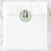 Uitvaart Memorial Man Foto Elegant Roos Bloemen Ronde Sticker (Tas)
