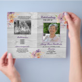 Uitvaart Order Dienst Viering van het Leven Paars  Flyer (Hand)