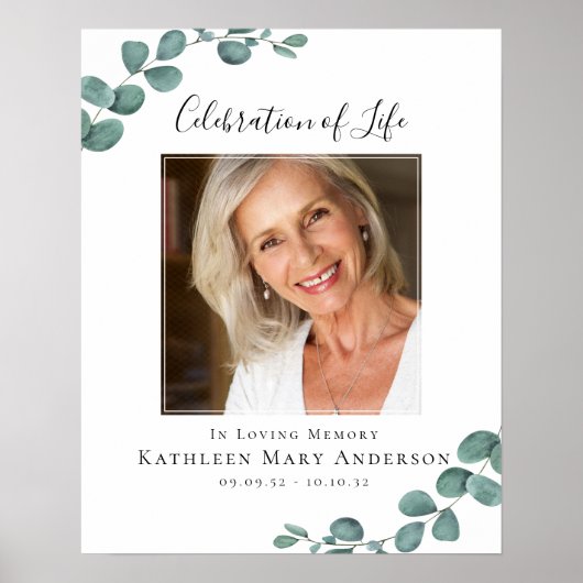 Uitvaart Viering van het Leven Foto Welkom Bord Poster (Voorkant)