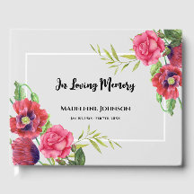 Uitvaart Waterverf Rood en Roze Bloemen Grijs