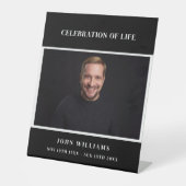 Uitvaart zwarte foto gedenkteken viering van het l reclamebord met voetstuk (Voorkant)