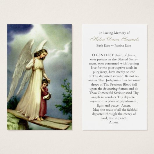 Uitvaartboog engel Michael gebed sympathie kaarten Visitekaartjes (Voorkant /achterkant)