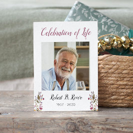 Uitvaartgebed Kaart met foto Bourgondische bloemen