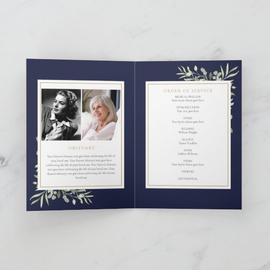 Uitvaartgroen Herdenkingsdienst Vouwprogramma Programma (Binnen)