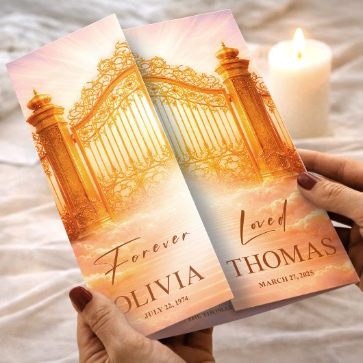 Uitvaartprogramma Goud Hemelpoorten Herdenking Flyer