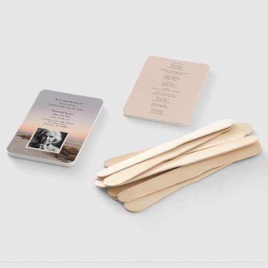 Uitvaartprogramma Ocean Sunset Funeral Herdenkings Handwaaier (Niet-gemonteerd)