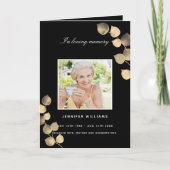 Uitvaartprogramma van de zwarte gouden foto van Eu Bedankkaart (Voorkant)