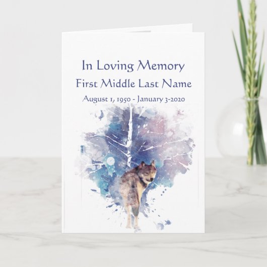 Uitvaartprogramma Wolf Terugkijkend uit het bos Programma (Voorkant)