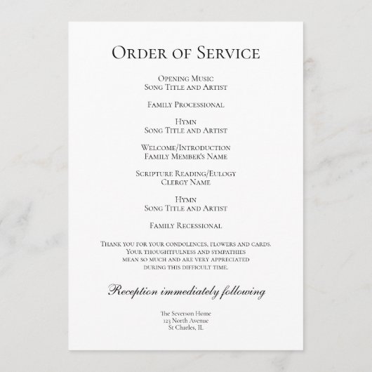 Uitvaartservice voor zwarte witte vioolmuzikant programmakaart (Achterkant)