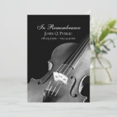 Uitvaartservice voor zwarte witte vioolmuzikant programmakaart (Staand voorkant)