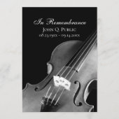 Uitvaartservice voor zwarte witte vioolmuzikant programmakaart (Voorkant)
