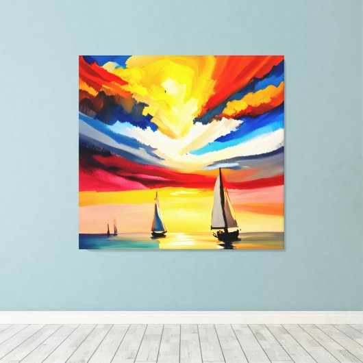 Uitvaren naar zee canvas afdruk (Insitu (Houten vloer))