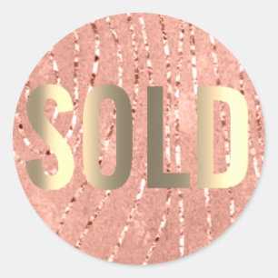 Uitverkocht Glitter Blush Faux Gold makelaar Ronde Sticker