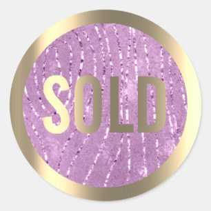 Uitverkocht Glitter Paarse Faux Gold Estate Agent Ronde Sticker