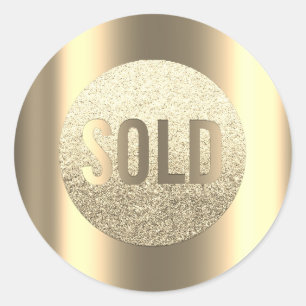 Uitverkocht Gold Faux Metallic Real Estate Agent Ronde Sticker
