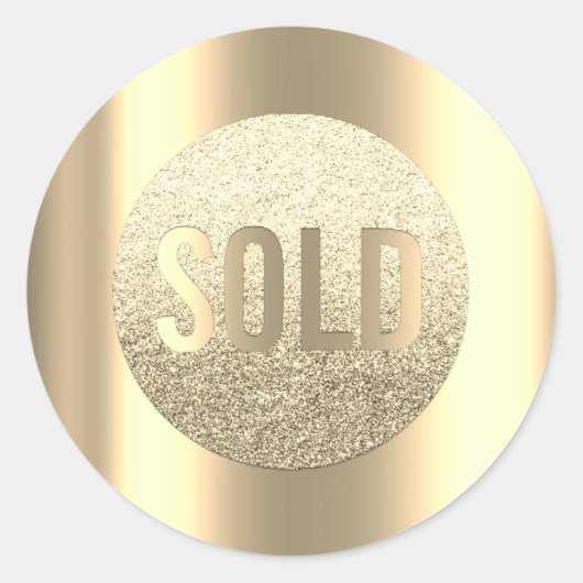 Uitverkocht Goud Faux Metallic Ombre Makelaar Ronde Sticker (Voorkant)