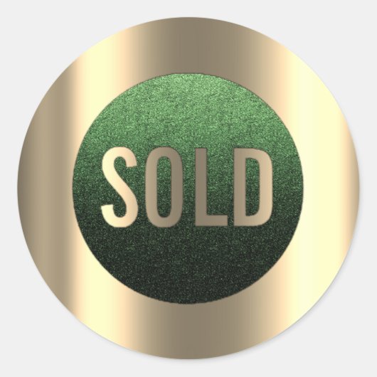 Uitverkocht Green Sepia Metallic Real Estate Agent Ronde Sticker (Voorkant)