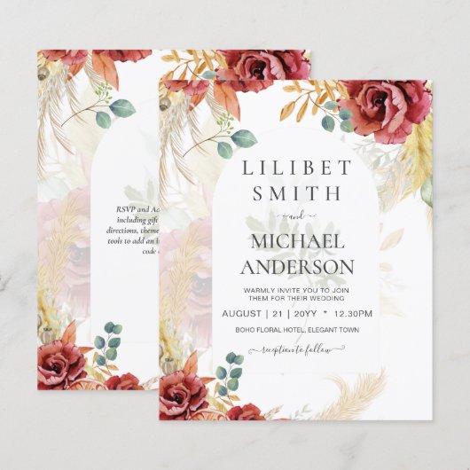 UITVERKOOP! Boho Bourgogne Goud Bloemen Land Barn (Voorkant / Achterkant)