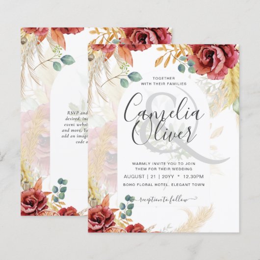 UITVERKOOP! Boho Bourgogne Goud Bloemen Land Barn  (Voorkant / Achterkant)