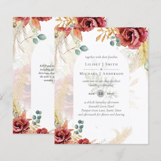 UITVERKOOP! Boho Bourgogne Goud Bloemen Land Barn  (Voorkant / Achterkant)