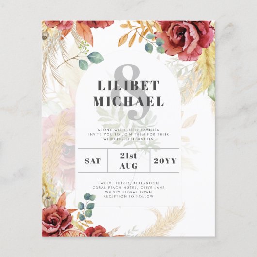UITVERKOOP! Boho Bourgogne Goud Bloemen Land Barn  Flyer (Voorkant)