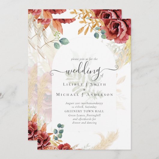 UITVERKOOP! Boho Bourgogne Goud Bloemen Land Barn  Kaart (Voorkant / Achterkant)