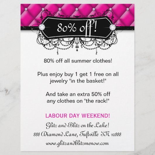 UITVERKOOP Flyer Mode Sieraden Roze Kroonluchter G (Achterkant)