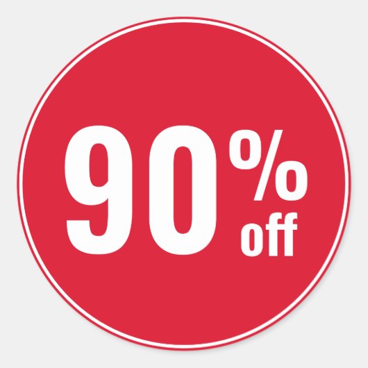 Uitverkoop met 90 procent korting ronde sticker (Voorkant)