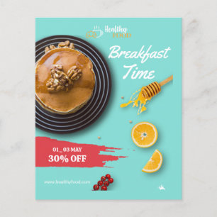 Uitverkoop ontbijt, koffiezaak ontbijtmenu flyer