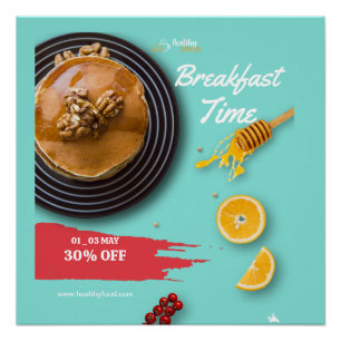 Uitverkoop ontbijt, koffiezaak ontbijtmenu perfect poster