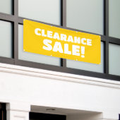 Uitverkoop opruimen! gele banner (Buitenkant Gebouw)