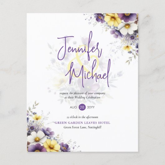 UITVERKOOP! Paarse gele bloemenbruiloft (Voorkant)