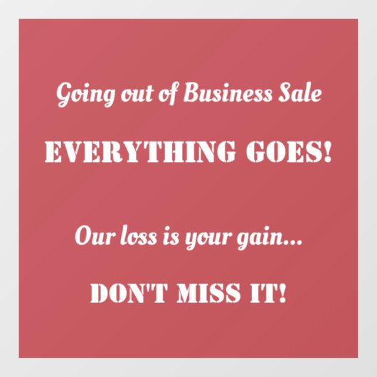 Uitverkoop Reclame Raamsticker (Vel)