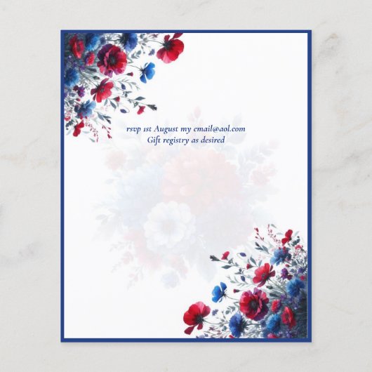 UITVERKOOP! Rood Blauw Paarse Bloemige Bruiloft (Achterkant)