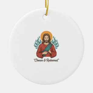 Uitverkoren en Verlossed Christelijk Vintage Jezus Keramisch Ornament