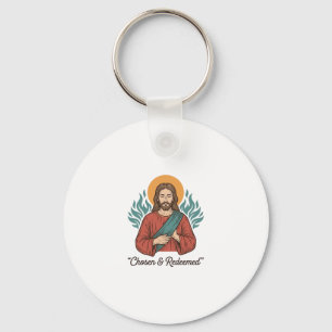 Uitverkoren & Verlossing Christelijke Vintage Jezu Sleutelhanger