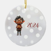 Uitvinder Kerst Elf Keramisch Ornament (Voorkant)