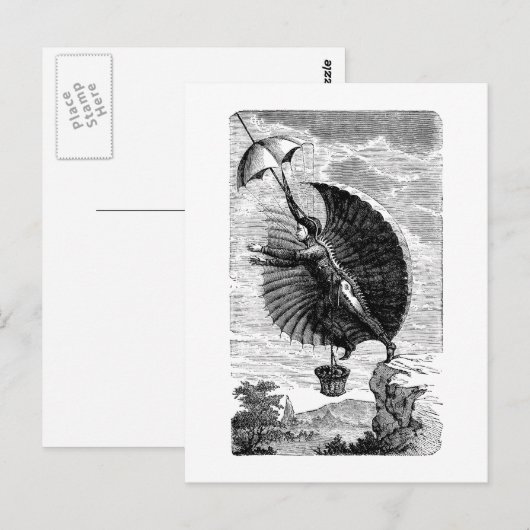 uitvinding van de Victoriaans vliegmachine Briefkaart (Voorkant / Achterkant)