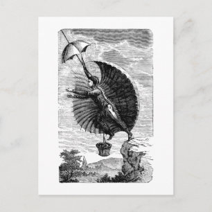 uitvinding van de Victoriaans vliegmachine Briefkaart