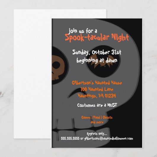 Uitvindingen van de schedeltaculaire Halloween-par Kaart (Voorkant / Achterkant)