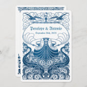  uitvindingen van het Nautical Blue Foil Wedding Kaart (Voorkant / Achterkant)
