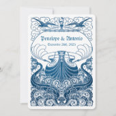  uitvindingen van het Nautical Blue Foil Wedding Kaart (Voorkant)