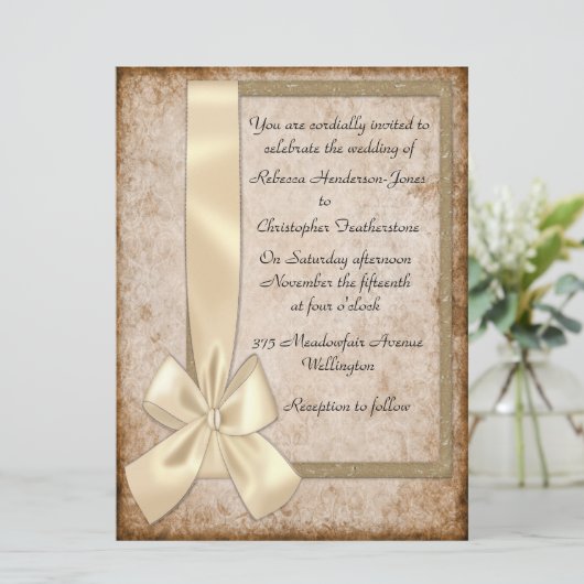 uitvindingen van het ribbon en bruin huwelijk kaart (Staand voorkant)