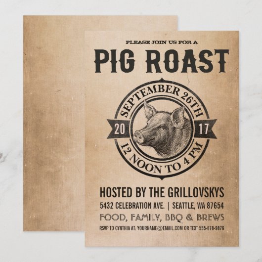 uitvindingen van varkensroast kaart (Voorkant / Achterkant)