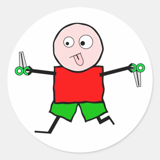 Uitvoeren met schaar ronde sticker (Voorkant)